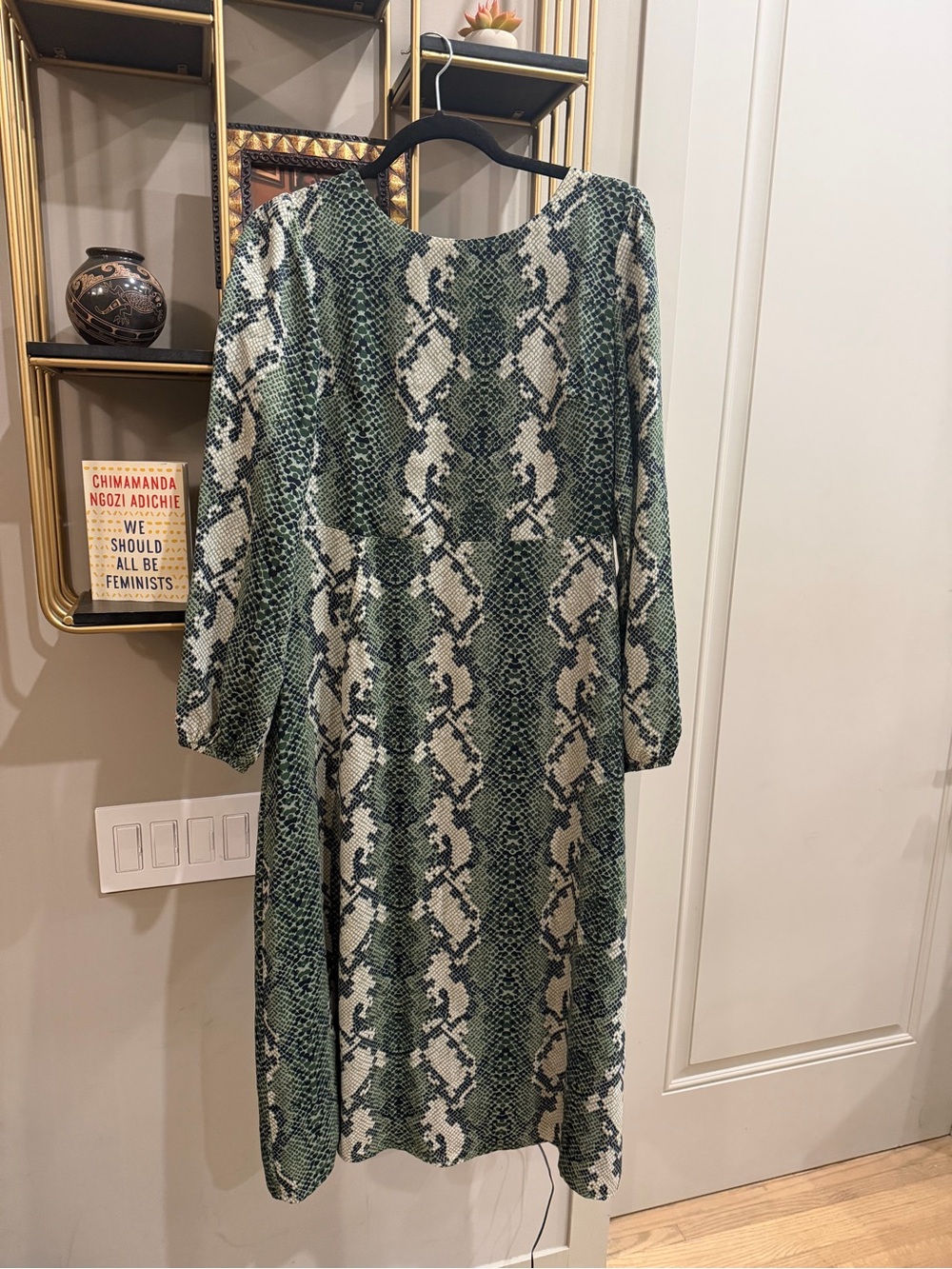 Glamorous Green and White Snake-Print Midi Dress